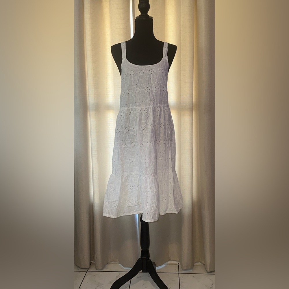 Lucky Brand White Eyelet Midi Dress